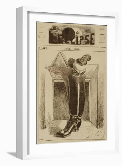 Noël, the Marseillaise in a Boot, Cover Illustration from 'L'Eclipse' Magazine, 26th December 1868-Andre Gill-Framed Giclee Print