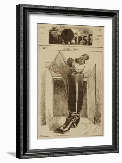 Noël, the Marseillaise in a Boot, Cover Illustration from 'L'Eclipse' Magazine, 26th December 1868-Andre Gill-Framed Giclee Print