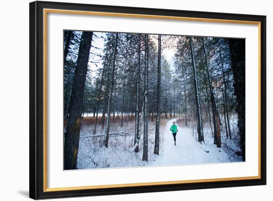 Noelle Zmuda, Winter Run At Balto Dog Park Along The Pend Oreille River Near Sandpoint, Idaho-Ben Herndon-Framed Photographic Print