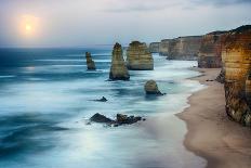 Moonset over Twelve Apostles in Victoria, Australia-Nokuro-Framed Photographic Print