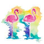 Sunset Flamingo Square II-Nola James-Art Print