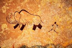 Cave Painting Of Primitive Man Hunting For Mammoth-Nomad Soul-Framed Premium Giclee Print