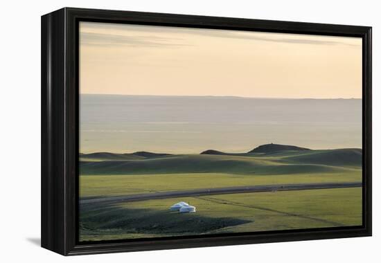 Nomadic camp and hills, Bayandalai district, South Gobi province, Mongolia, Central Asia, Asia-Francesco Vaninetti-Framed Premier Image Canvas