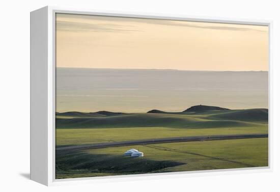 Nomadic camp and hills, Bayandalai district, South Gobi province, Mongolia, Central Asia, Asia-Francesco Vaninetti-Framed Premier Image Canvas