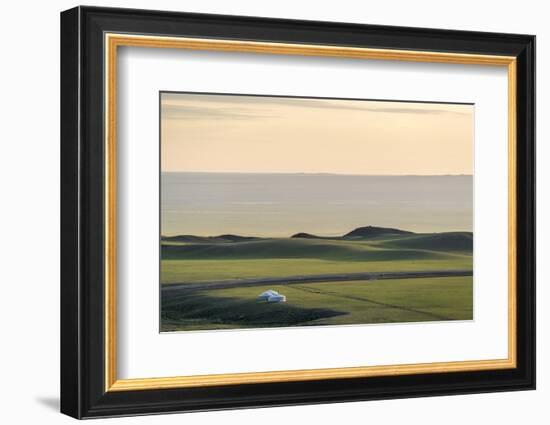 Nomadic camp and hills, Bayandalai district, South Gobi province, Mongolia, Central Asia, Asia-Francesco Vaninetti-Framed Photographic Print