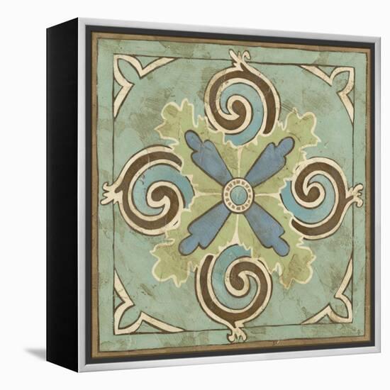 Non-Embellished Ornamental Tile V-null-Framed Stretched Canvas