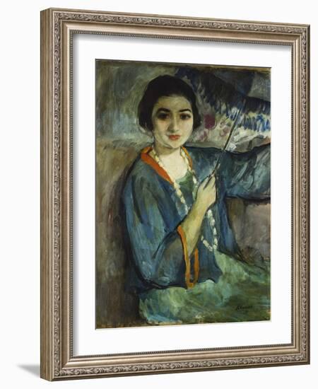 Nono with Umbrella-Henri Lebasque-Framed Giclee Print