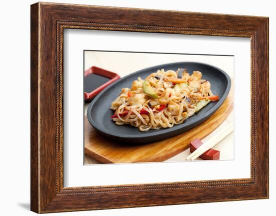 Noodles with Seafood. Japanese Cuisine-Gresei-Framed Photographic Print