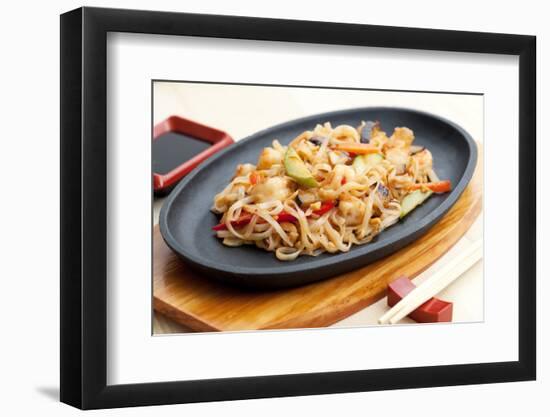 Noodles with Seafood. Japanese Cuisine-Gresei-Framed Photographic Print