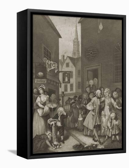 Noon in London streets-William Hogarth-Framed Premier Image Canvas