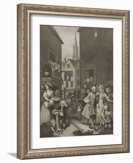 Noon in London streets-William Hogarth-Framed Giclee Print