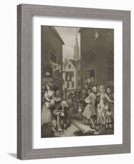 Noon in London streets-William Hogarth-Framed Giclee Print