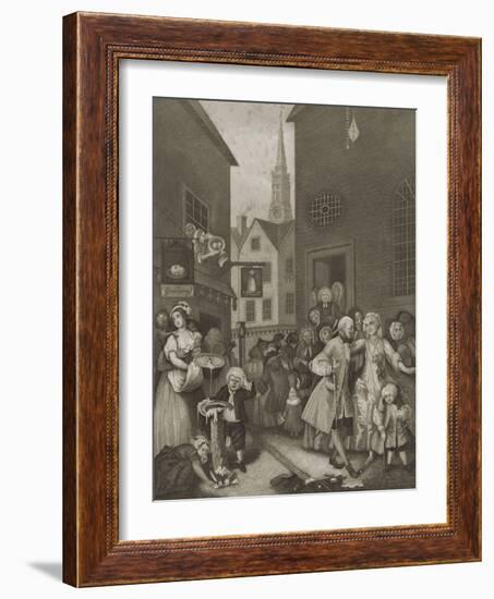 Noon in London streets-William Hogarth-Framed Giclee Print