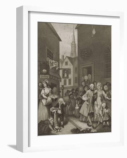 Noon in London streets-William Hogarth-Framed Giclee Print