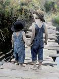 Two Boys Walking on Bridge Hand-In-Hand-Nora Hernandez-Giclee Print