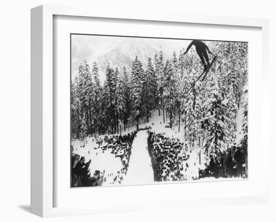 Nordal Kaldahl of Canada Won the Northwest Ski Jumping Championship, at Big Hill, Cascade Mountains-null-Framed Premium Photographic Print