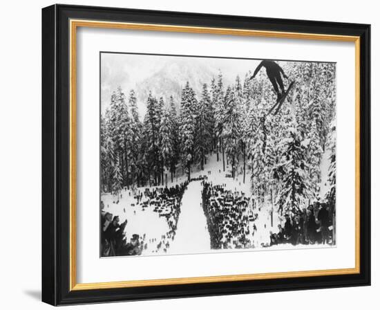 Nordal Kaldahl of Canada Won the Northwest Ski Jumping Championship, at Big Hill, Cascade Mountains-null-Framed Photo
