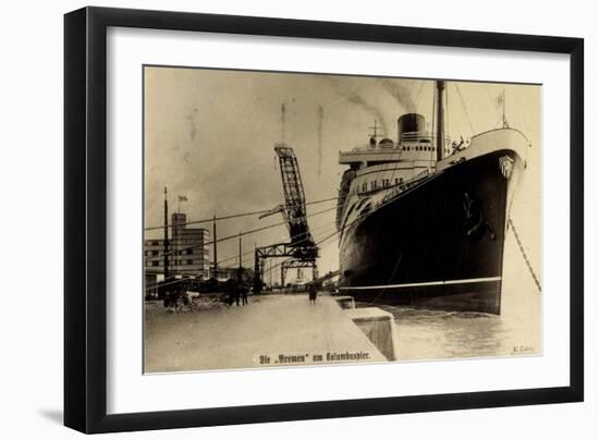 Norddeutscher Lloyd, Dampfer Bremen, Columbuspier-null-Framed Giclee Print