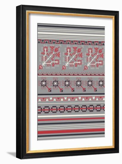 Nordic Cross Stitch Gray-Nicholas Biscardi-Framed Art Print