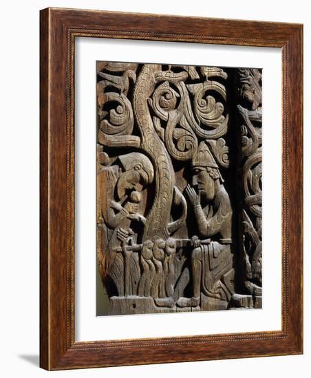 Nordic Saga or Legend of Siegfried or Sigurd, 12th century wood panel from Setesdale Church Norway-null-Framed Photographic Print