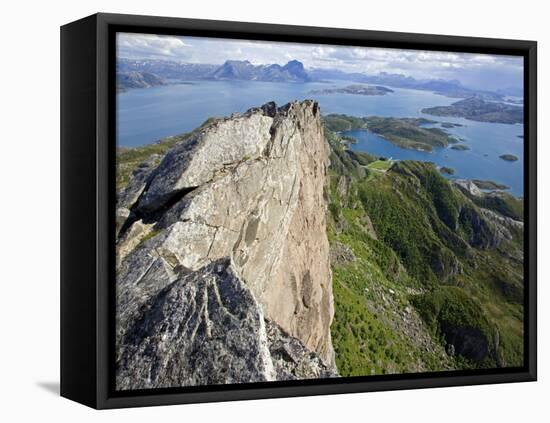 Nordland, Helgeland, Rodoy Island, View of the Surrounding Islands from the 400 Metre High Peak of -Mark Hannaford-Framed Premier Image Canvas