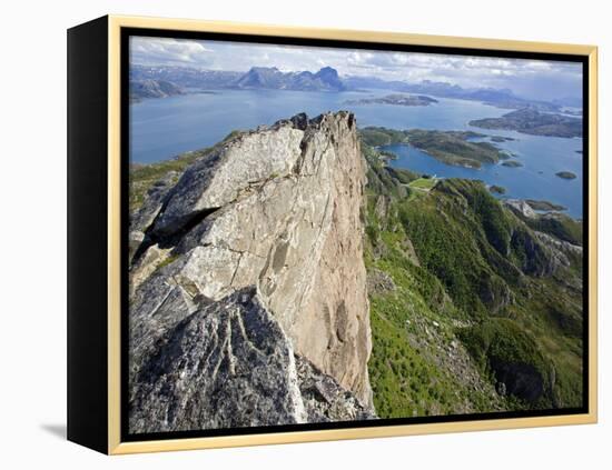 Nordland, Helgeland, Rodoy Island, View of the Surrounding Islands from the 400 Metre High Peak of -Mark Hannaford-Framed Premier Image Canvas