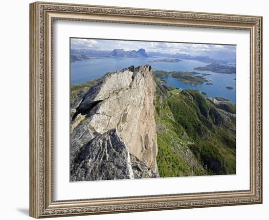 Nordland, Helgeland, Rodoy Island, View of the Surrounding Islands from the 400 Metre High Peak of -Mark Hannaford-Framed Photographic Print