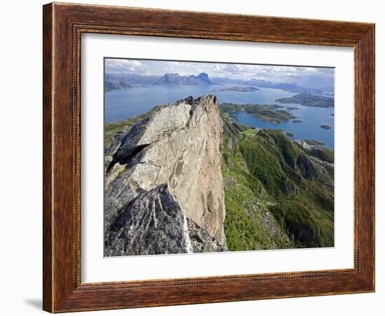 Nordland, Helgeland, Rodoy Island, View of the Surrounding Islands from the 400 Metre High Peak of -Mark Hannaford-Framed Photographic Print