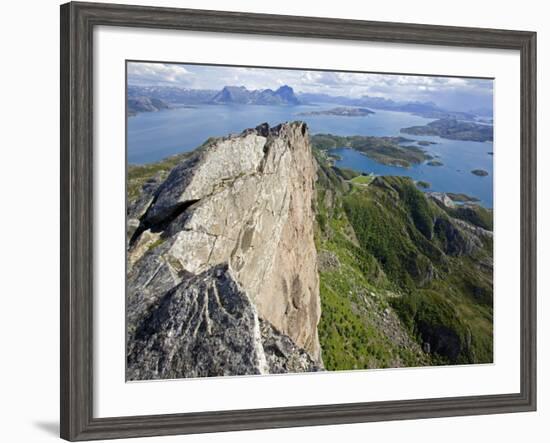 Nordland, Helgeland, Rodoy Island, View of the Surrounding Islands from the 400 Metre High Peak of -Mark Hannaford-Framed Photographic Print