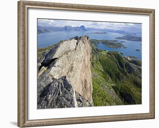 Nordland, Helgeland, Rodoy Island, View of the Surrounding Islands from the 400 Metre High Peak of -Mark Hannaford-Framed Photographic Print