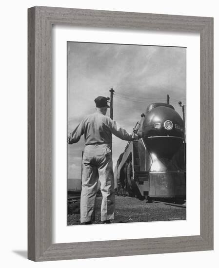 Norfolk and Western's Streamlined Passenger Locomotive Arriving at the Western End of the Road-Thomas D^ Mcavoy-Framed Photographic Print