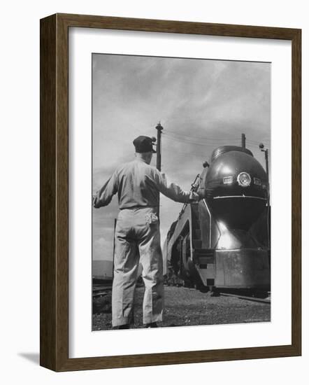 Norfolk and Western's Streamlined Passenger Locomotive Arriving at the Western End of the Road-Thomas D^ Mcavoy-Framed Photographic Print