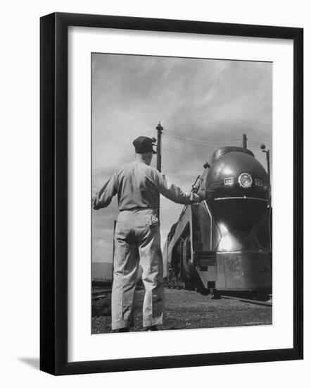 Norfolk and Western's Streamlined Passenger Locomotive Arriving at the Western End of the Road-Thomas D^ Mcavoy-Framed Photographic Print