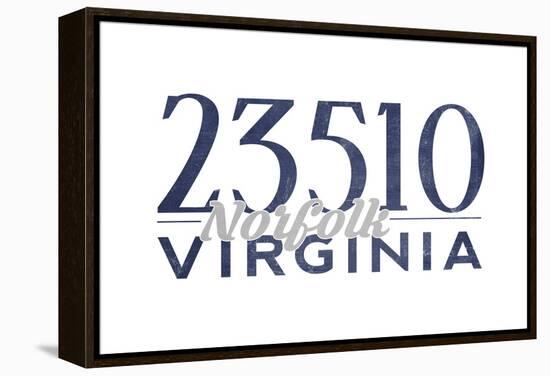 Norfolk, Virginia - 23510 Zip Code (Blue)-Lantern Press-Framed Stretched Canvas