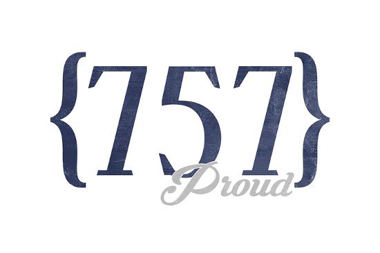 'Norfolk, Virginia - 757 Area Code (Blue)' Art Print - Lantern Press ...