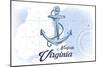 Norfolk, Virginia - Anchor - Blue - Coastal Icon-Lantern Press-Mounted Art Print