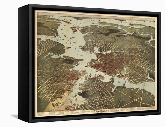 Norfolk, Virginia - Panoramic Map-Lantern Press-Framed Stretched Canvas