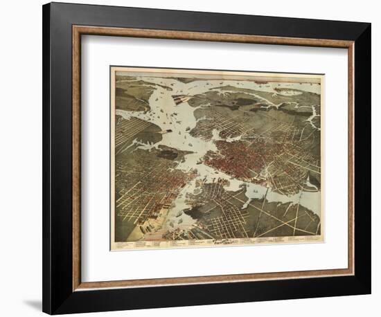 Norfolk, Virginia - Panoramic Map-Lantern Press-Framed Art Print