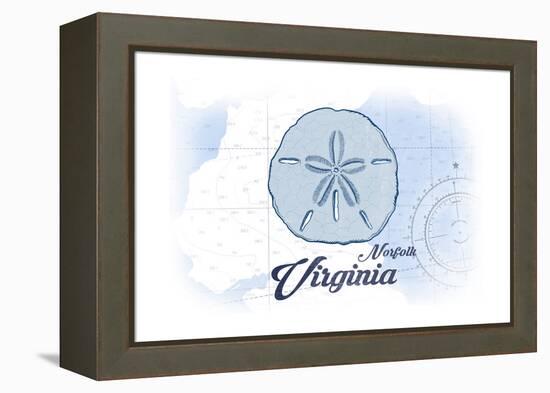 Norfolk, Virginia - Sand Dollar - Blue - Coastal Icon-Lantern Press-Framed Stretched Canvas