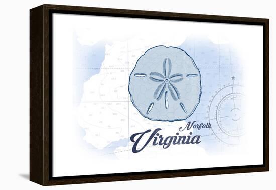 Norfolk, Virginia - Sand Dollar - Blue - Coastal Icon-Lantern Press-Framed Stretched Canvas