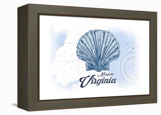 Norfolk, Virginia - Scallop Shell - Blue - Coastal Icon-Lantern Press-Framed Stretched Canvas