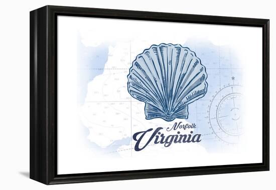Norfolk, Virginia - Scallop Shell - Blue - Coastal Icon-Lantern Press-Framed Stretched Canvas