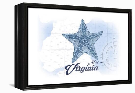 Norfolk, Virginia - Starfish - Blue - Coastal Icon-Lantern Press-Framed Stretched Canvas