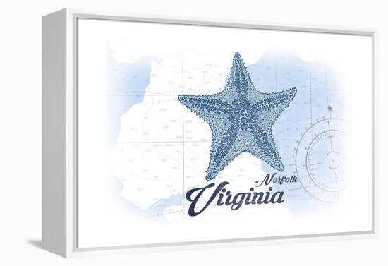 Norfolk, Virginia - Starfish - Blue - Coastal Icon-Lantern Press-Framed Stretched Canvas