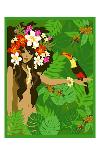 Girl in Tropical Paradise with Flowers-Noriko Sakura-Art Print