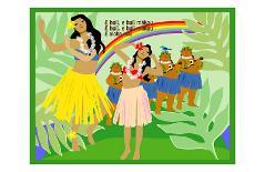 Hula Girls in Paradise Island, Hawaii-Noriko Sakura-Framed Art Print