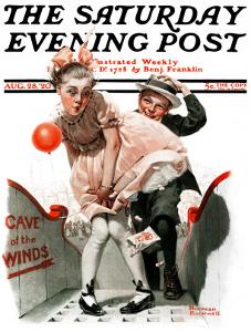 "Cave of the Winds" Saturday Evening Post Cover, August 28,1920 by Norman Rockwell