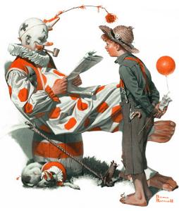 "Circus" or "Meeting the Clown", May 18,1918 by Norman Rockwell