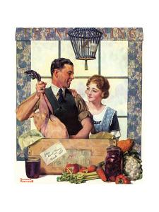 Couple Uncrating Turkey by Norman Rockwell