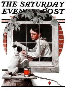 "Dog Outside" or "Patient Friend" Saturday Evening Post Cover, June 10,1922 by Norman Rockwell